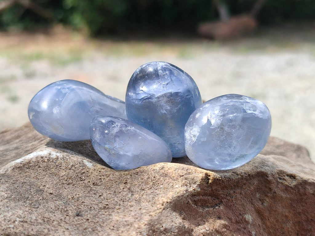 Polished Blue Celestite Free Form Crystals x 20 From Sakoany, Madagascar