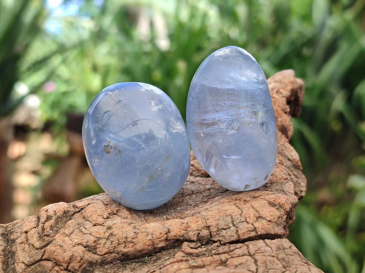 Polished Blue Celestite Free Form Crystals x 20 From Sakoany, Madagascar