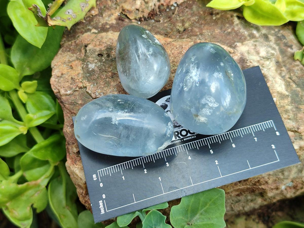 Polished Blue Celestite Free Form Crystals x 20 From Sakoany, Madagascar