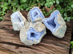 Natural Blue Lace Agate Geode Specimens x 4 From Nsanje, Malawi