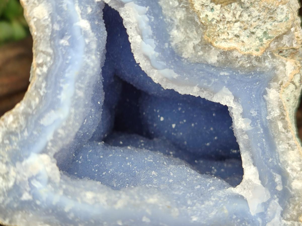 Natural Blue Lace Agate Geode Specimens x 4 From Nsanje, Malawi