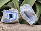 Natural Blue Lace Agate Geode Specimens x 4 From Nsanje, Malawi