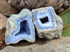 Natural Blue Lace Agate Geode Specimens x 4 From Nsanje, Malawi