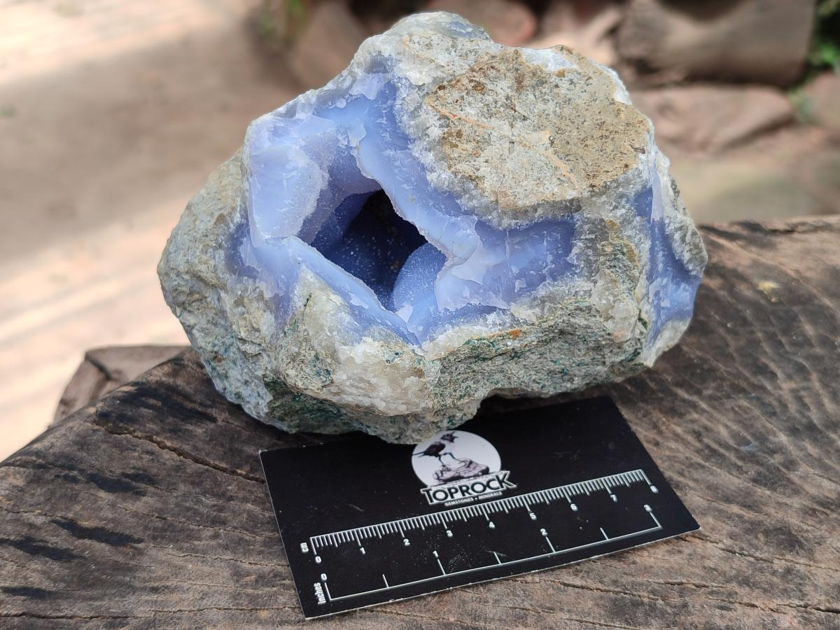 Natural Blue Lace Agate Geode Specimens x 4 From Nsanje, Malawi