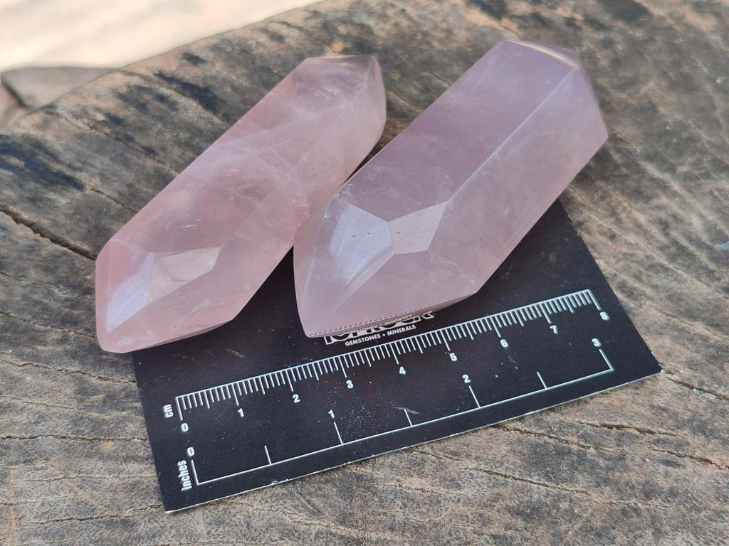 Polished Double Terminated Gemmy Rose Quartz Crystals x 6 From Madagascar