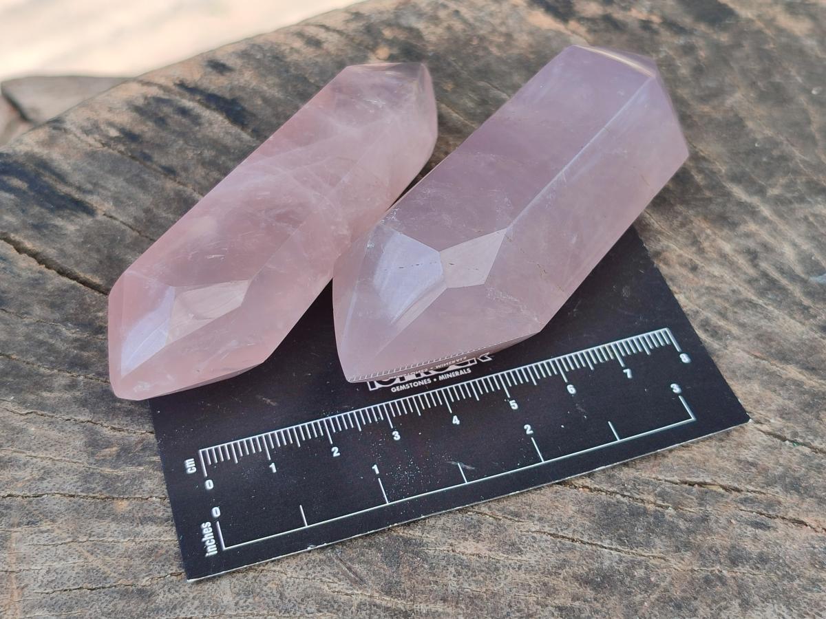Polished Double Terminated Gemmy Rose Quartz Crystals x 6 From Madagascar