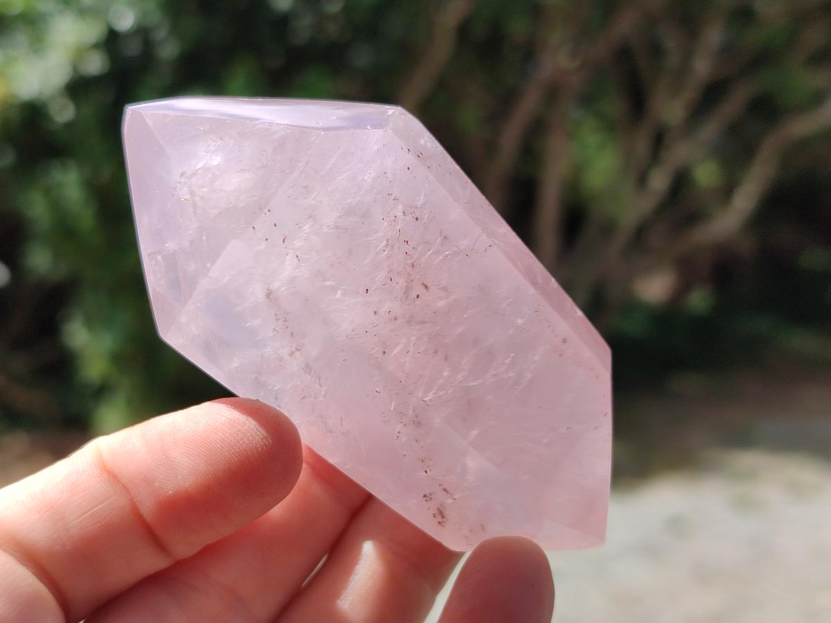 Polished Double Terminated Gemmy Rose Quartz Crystals x 6 From Madagascar