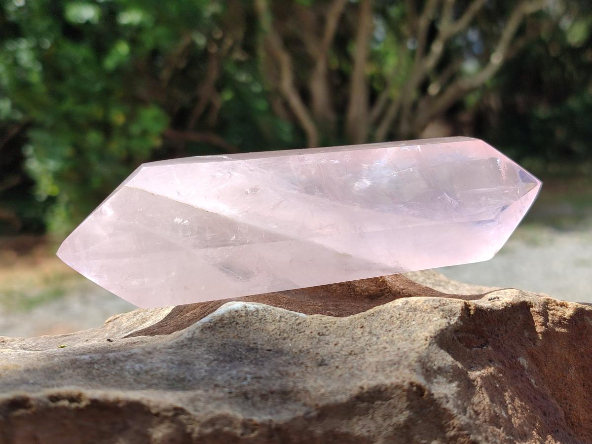 Polished Double Terminated Gemmy Rose Quartz Crystals x 6 From Madagascar