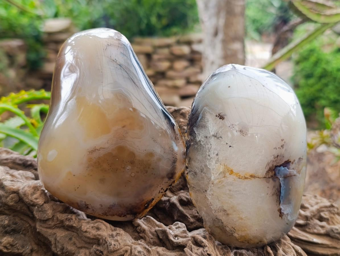 Polished One Side Agate Nodules x 6 From Madagascar