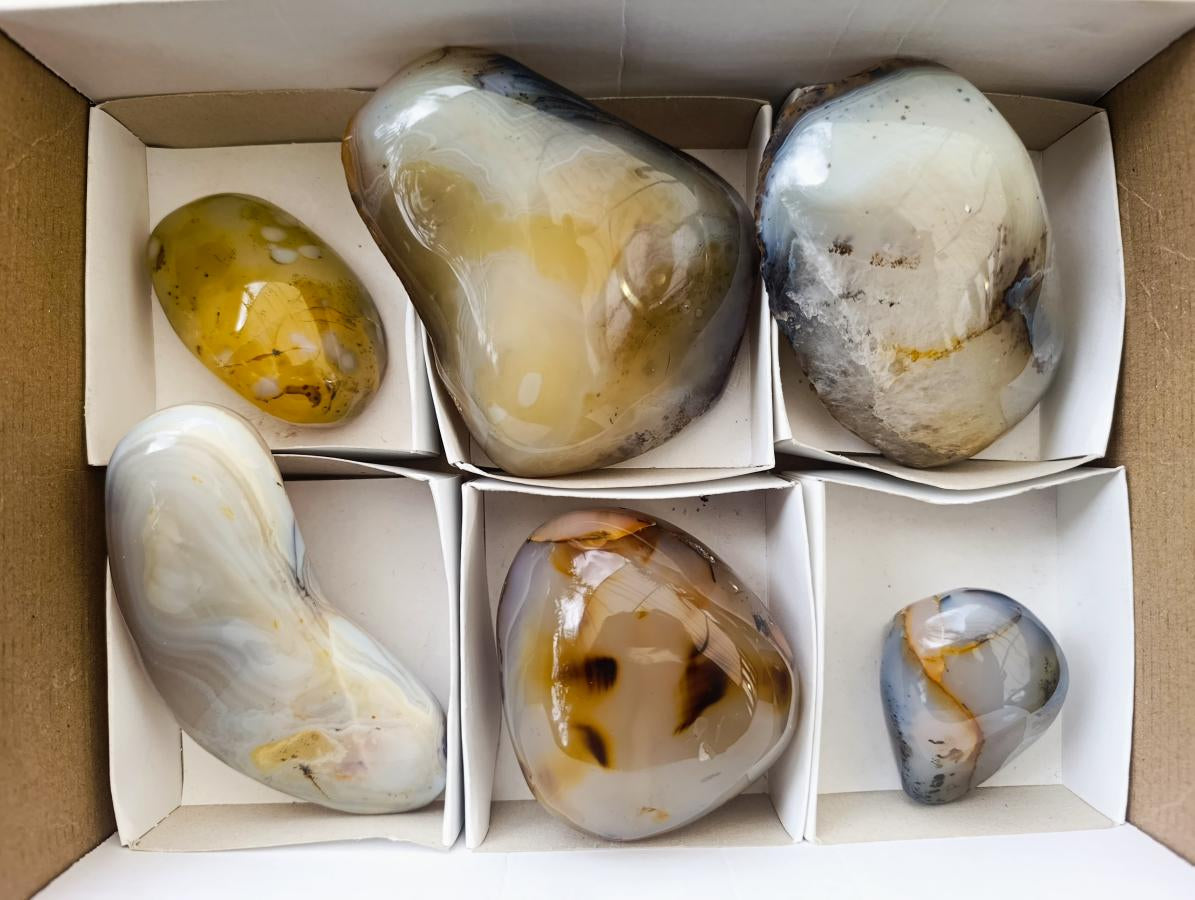 Polished One Side Agate Nodules x 6 From Madagascar