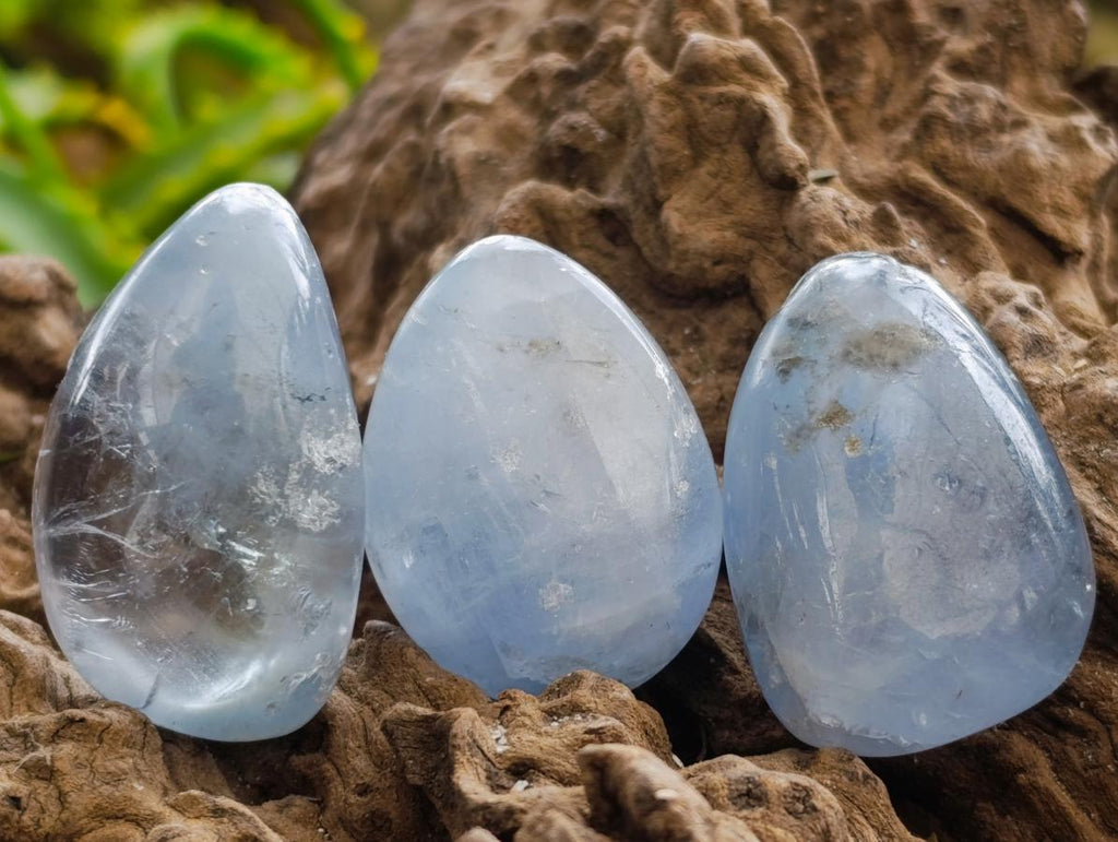Polished Blue Celestite Free Form Crystals x 20 From Sakoany, Madagascar