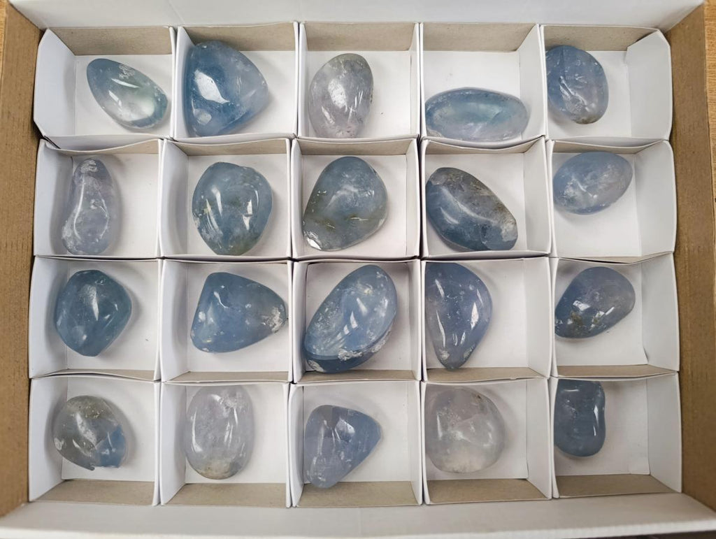 Polished Blue Celestite Free Form Crystals x 20 From Sakoany, Madagascar