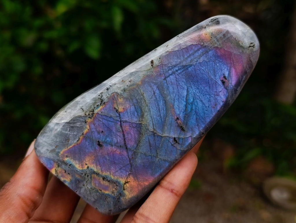 Polished Rare Purple Sunset Flash Labradorite Standing Free Forms x 4 From Madagascar