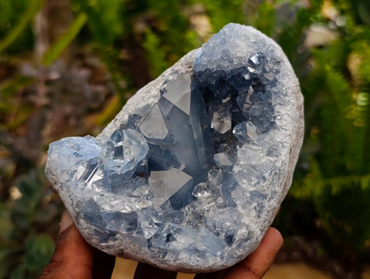 Natural Blue Celestite Geode Cluster Specimens x 2 From Sakoany, Madagascar