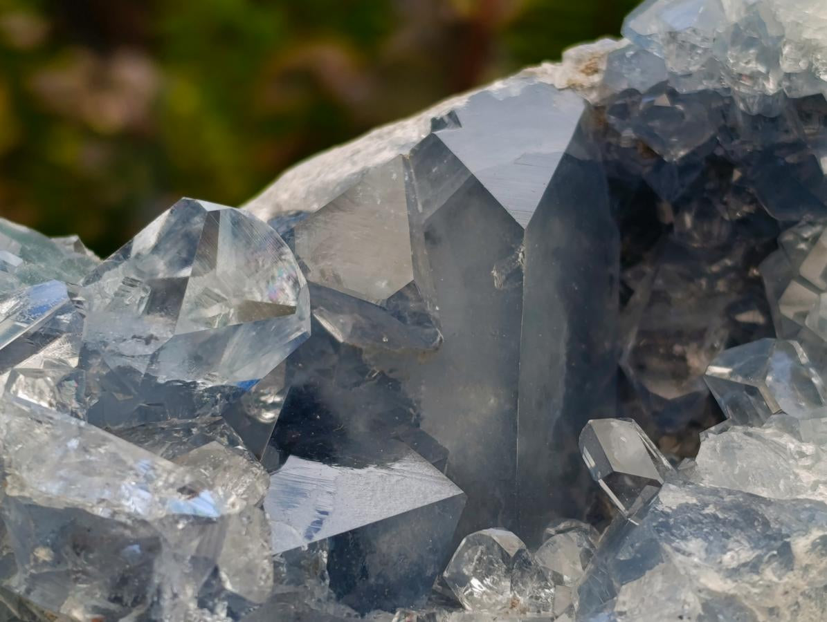 Natural Blue Celestite Geode Cluster Specimens x 2 From Sakoany, Madagascar