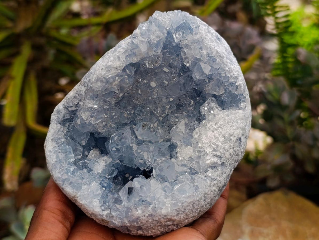 Natural Blue Celestite Geode Cluster Specimens x 2 From Sakoany, Madagascar