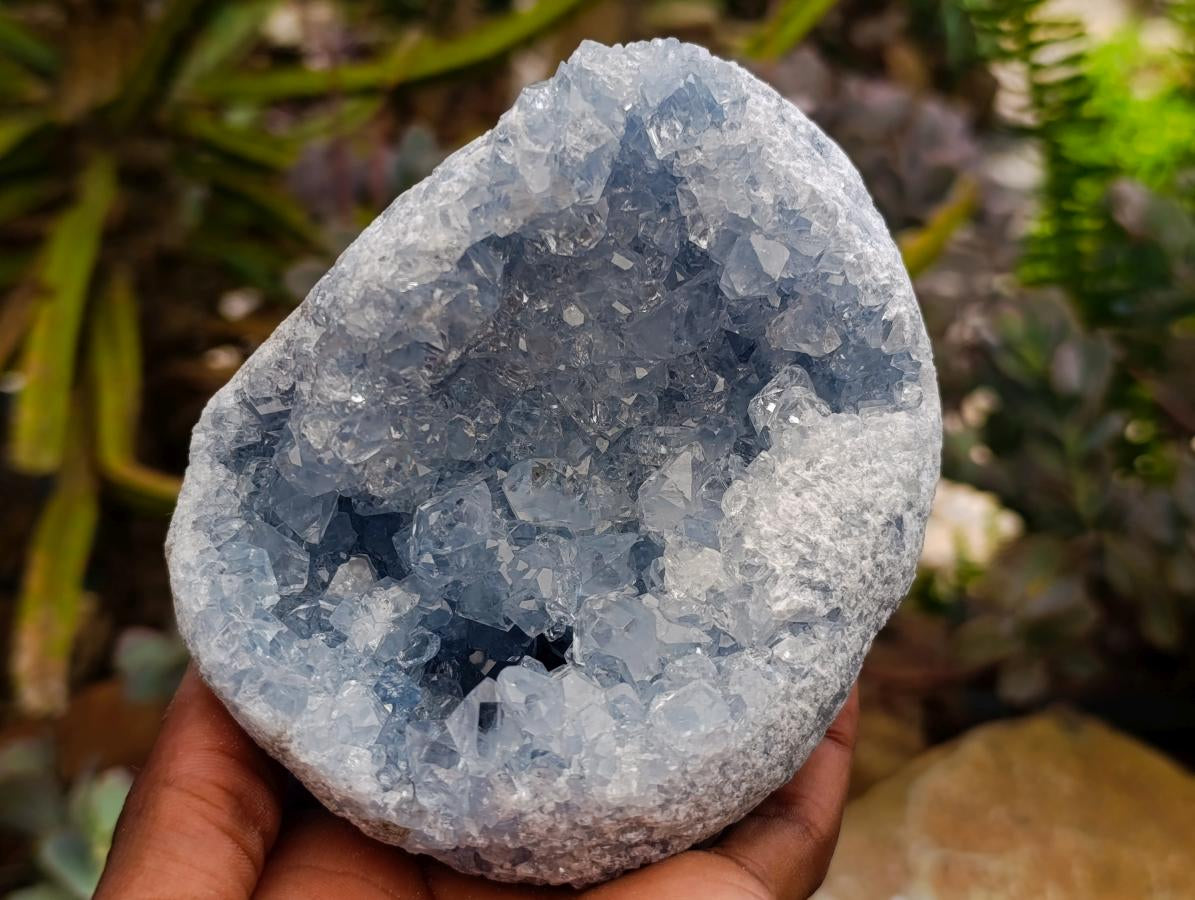 Natural Blue Celestite Geode Cluster Specimens x 2 From Sakoany, Madagascar