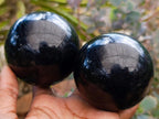 Polished Black Tourmaline Spheres x 3 From Madagascar