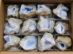 Natural Blue Lace Agate Geode Specimens x 12 From Nsanje, Malawi