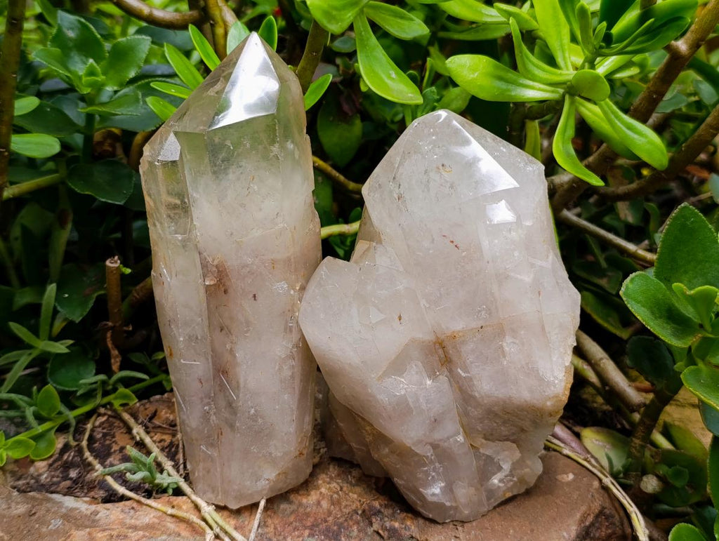 Polished Large Smokey Quartz Crystals x 2 From Angola