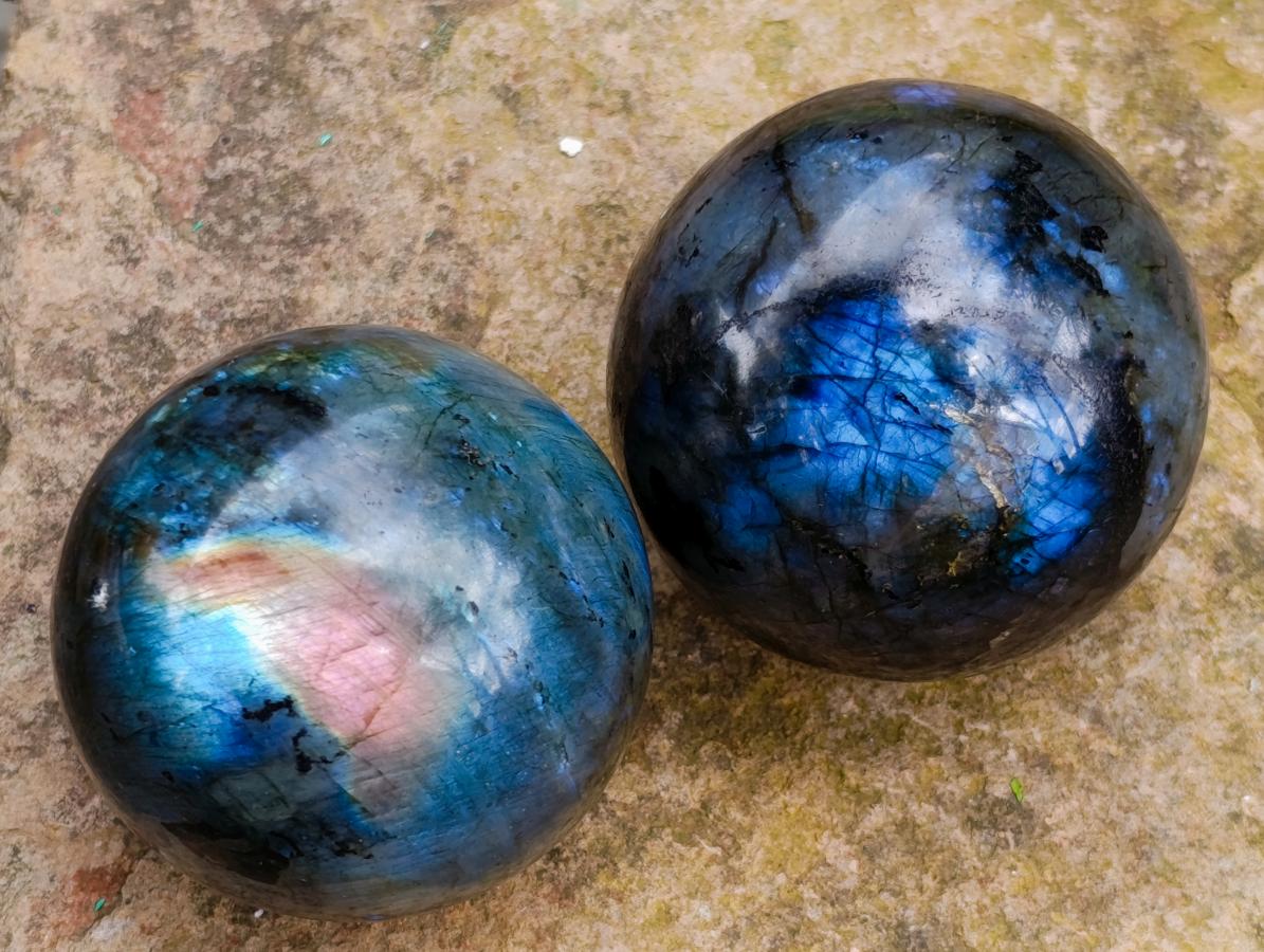 Polished Labradorite Spheres x 4 From Madagascar