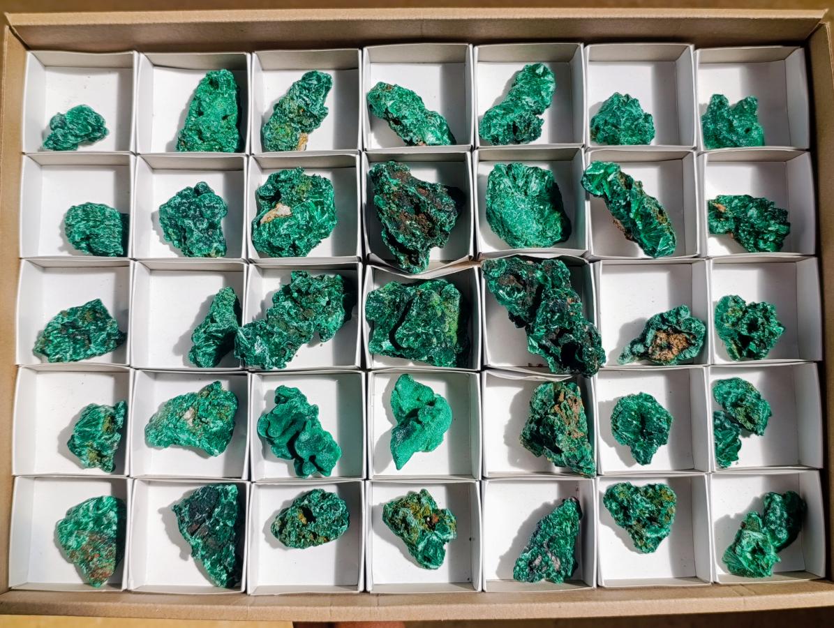 Natural Silky Malachite Specimens x 37 From Kasompe, Congo