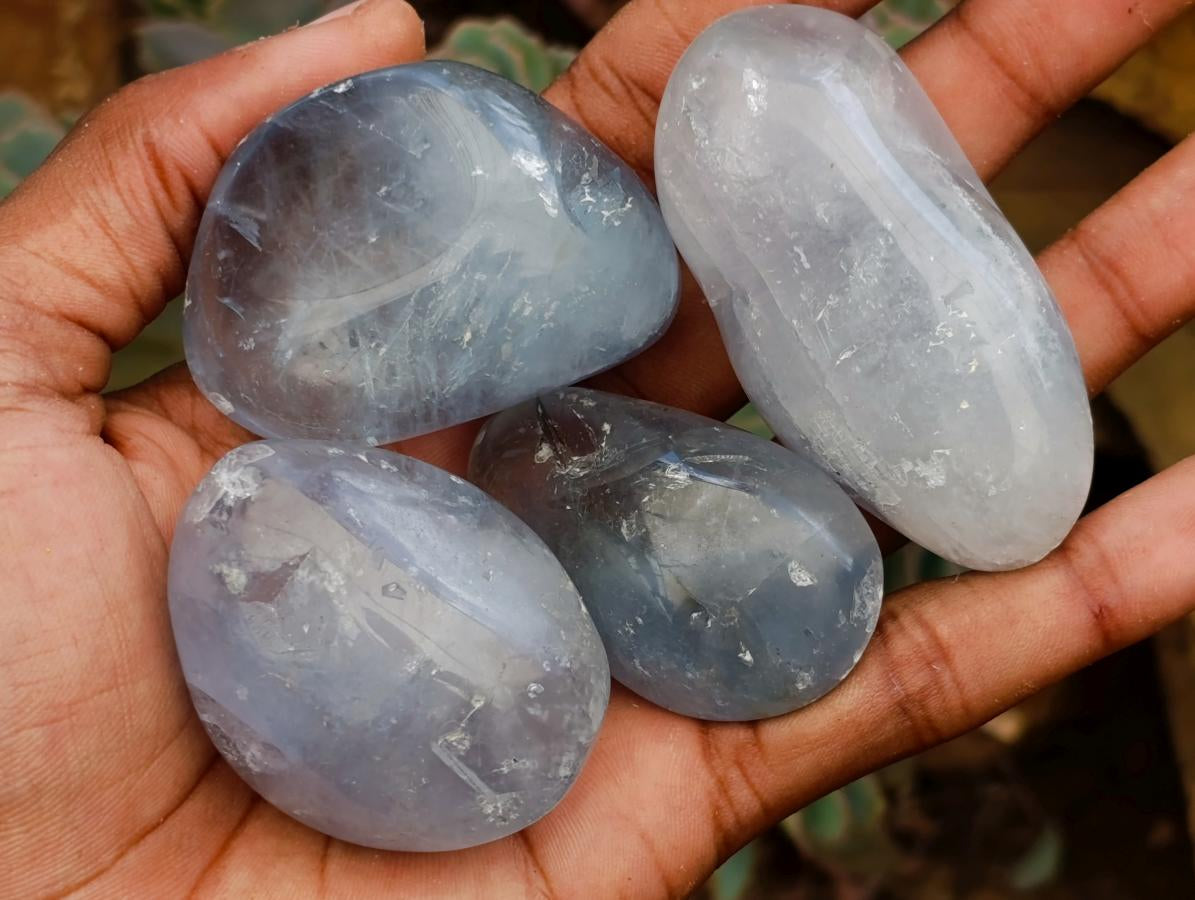 Polished Blue Celestite Free Forms x 20 From Sakoany, Madagascar