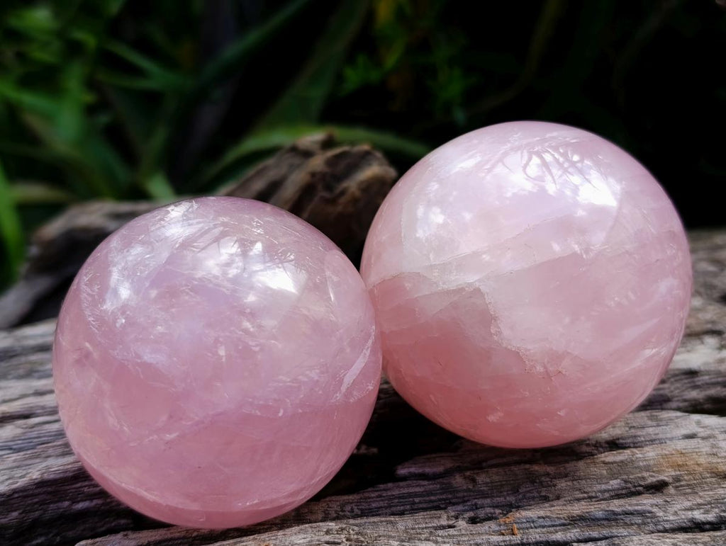 Polished Gemmy Star Rose Quartz Spheres x 3 From Madagascar