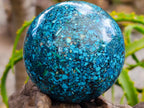 Hand Made Conglomerate Chrysocolla Spheres with Azurite and Malachite x 2 From Congo