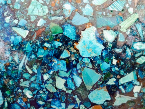 Hand Made Conglomerate Chrysocolla Spheres with Azurite and Malachite x 2 From Congo