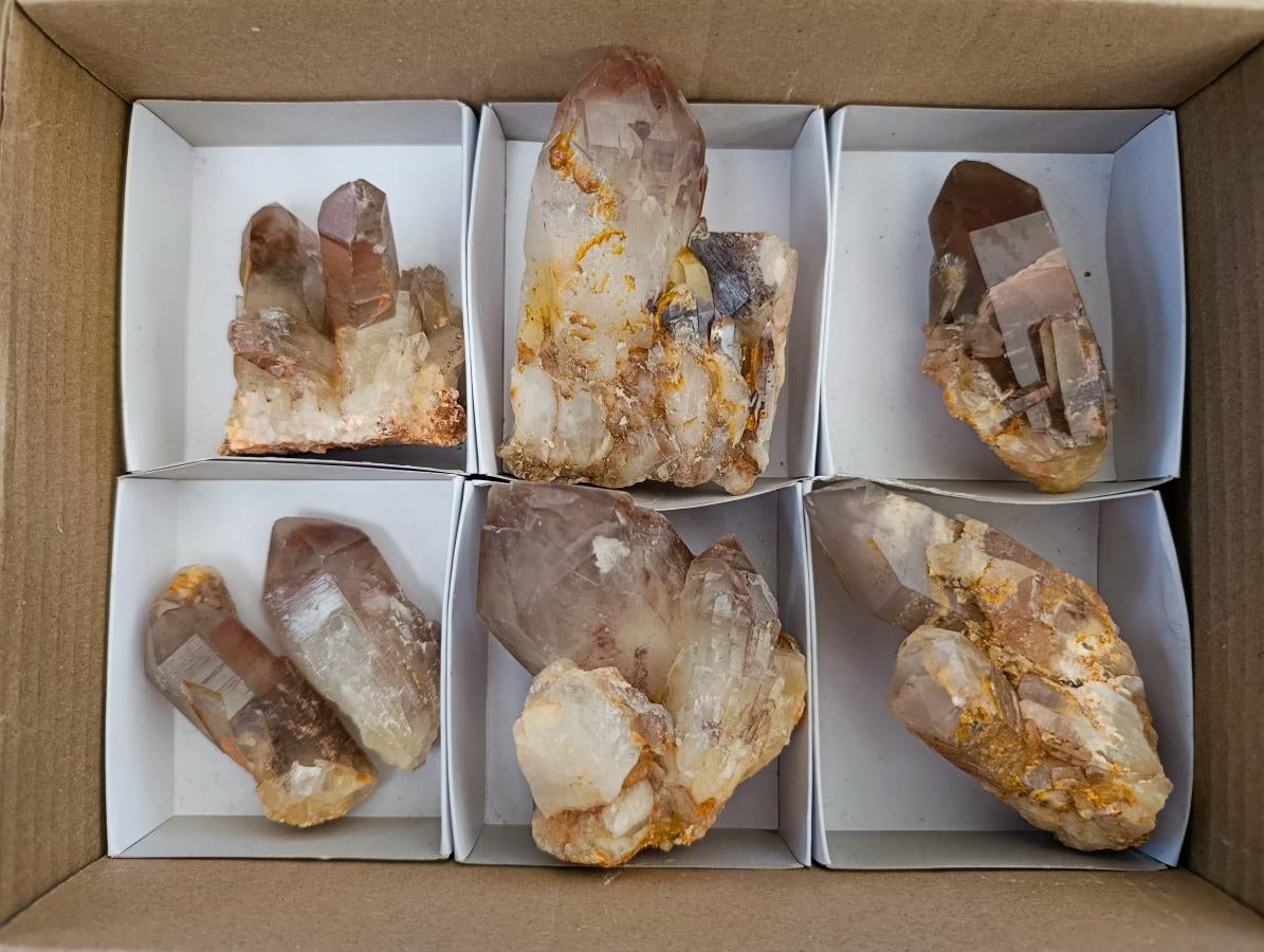 Natural Red Hematoid Quartz Clusters x 6 From Karoi, Zimbabwe