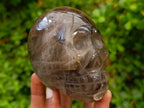 Hand Made Smokey Window Quartz Skull Carvings x 3 From Madagascar
