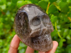Hand Made Smokey Window Quartz Skull Carvings x 3 From Madagascar