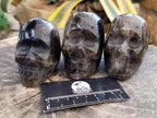 Hand Made Smokey Window Quartz Skull Carvings x 3 From Madagascar