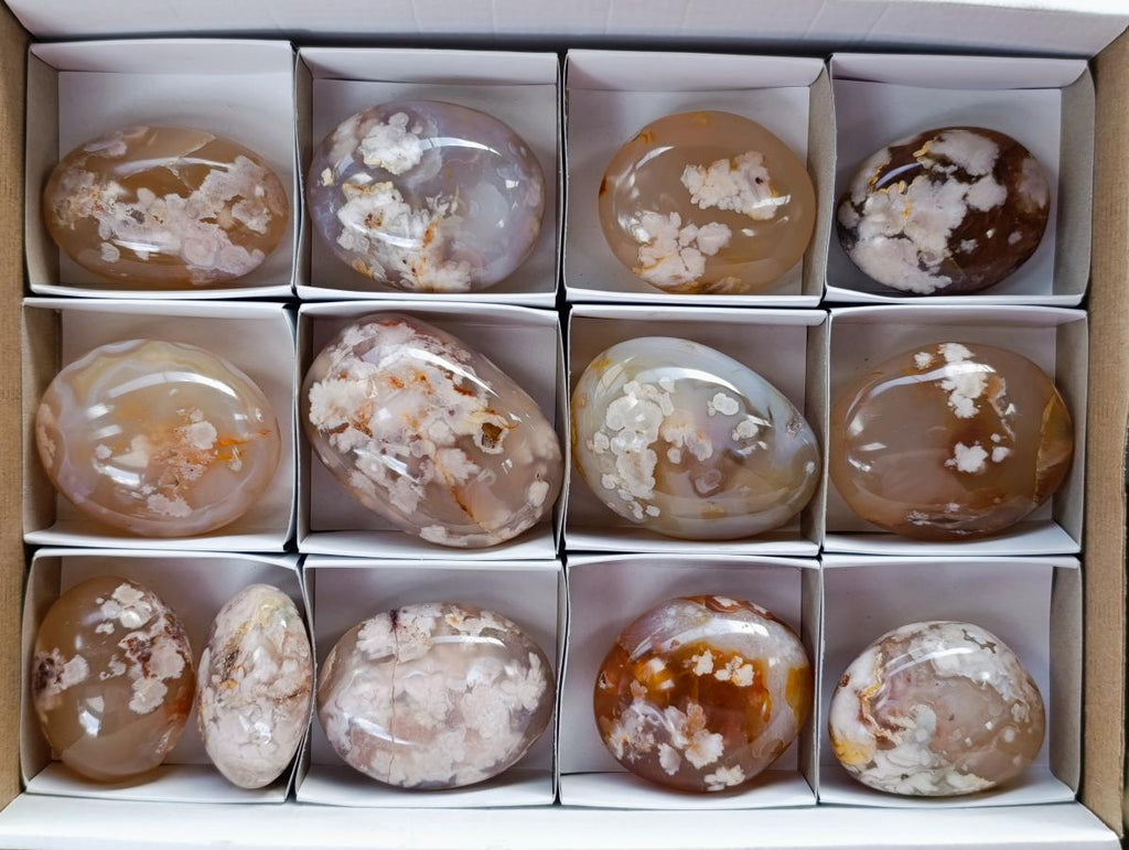 Polished Flower Agate Palm Stones x 13 From Antsahalova, Madagascar