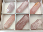 Polished Double Terminated Gemmy Rose Quartz Crystals x 6 From Madagascar