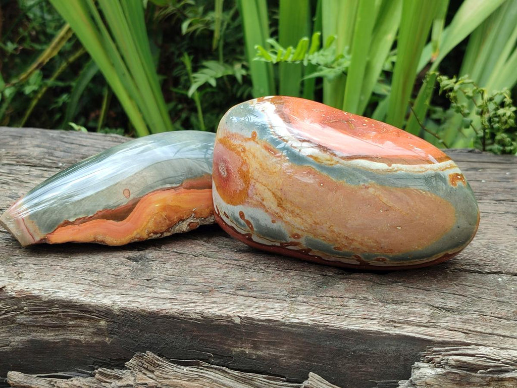 Polished On One Side Polychrome Jasper Nodules x 6 From NW Coast, Madagascar