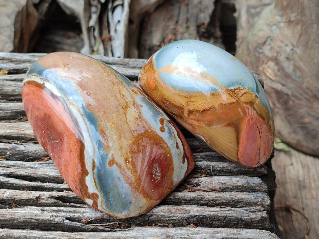 Polished On One Side Polychrome Jasper Nodules x 6 From NW Coast, Madagascar