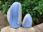 Polished Blue Lace Agate Standing Free Forms x 4 From Nsanje, Malawi