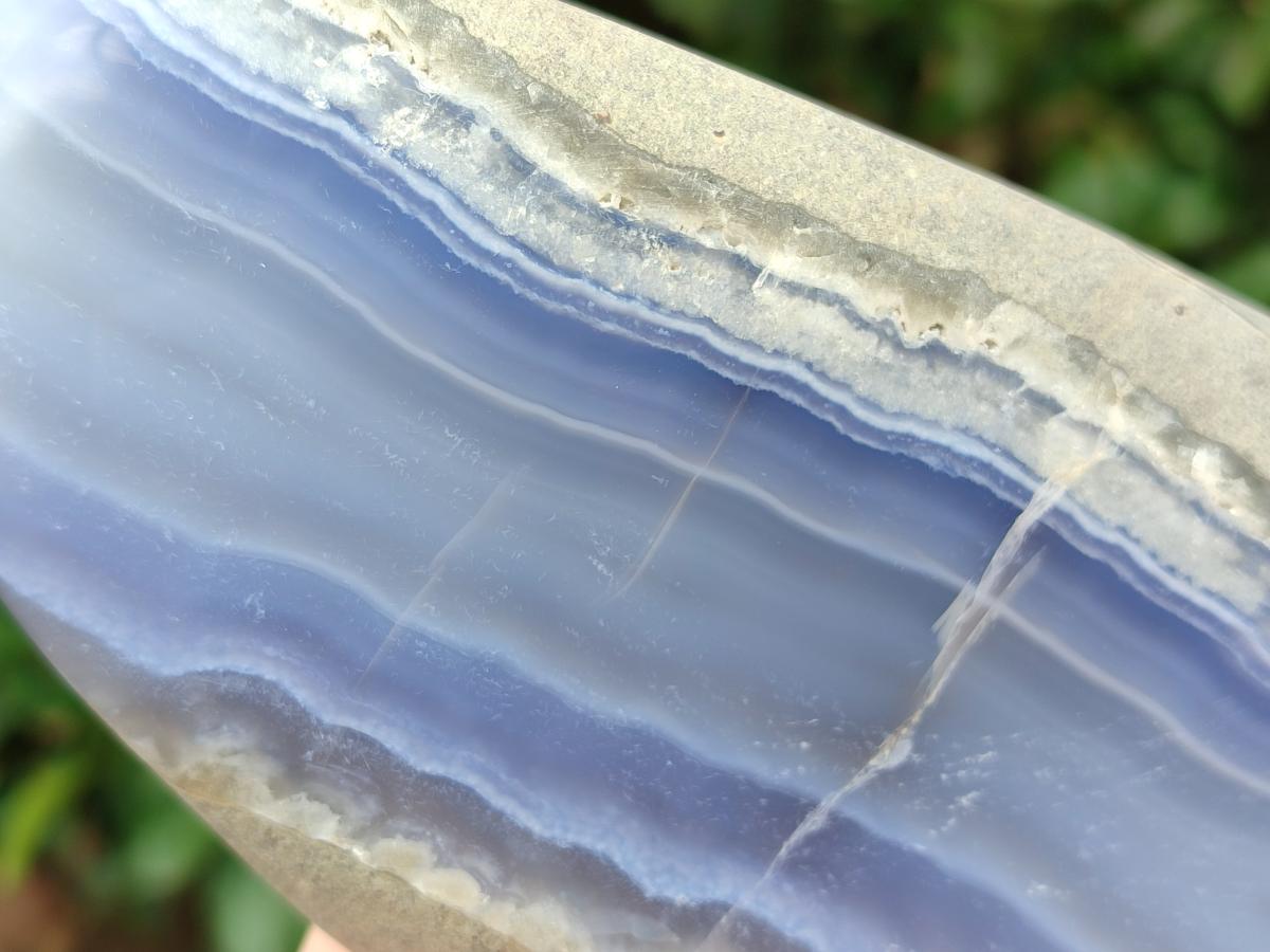 Polished Blue Lace Agate Standing Free Forms x 4 From Nsanje, Malawi