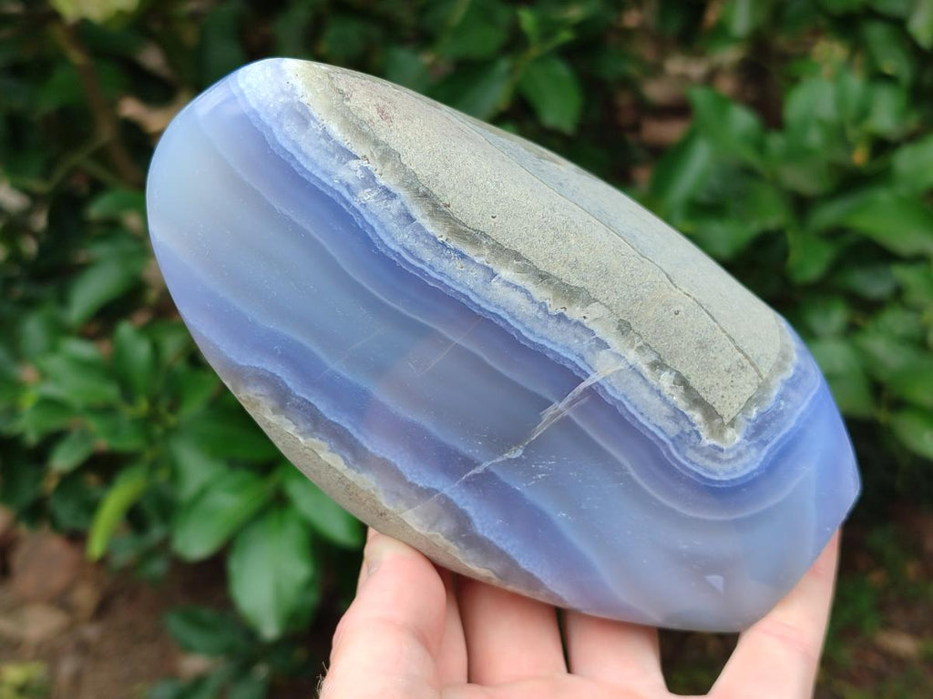 Polished Blue Lace Agate Standing Free Forms x 4 From Nsanje, Malawi