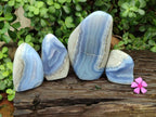 Polished Blue Lace Agate Standing Free Forms x 4 From Nsanje, Malawi