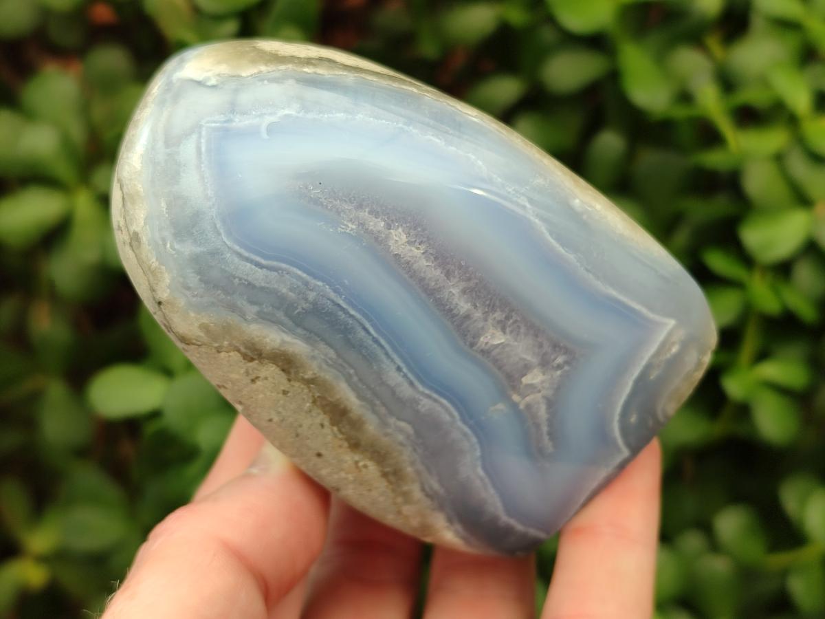 Polished Blue Lace Agate Standing Free Forms x 4 From Nsanje, Malawi