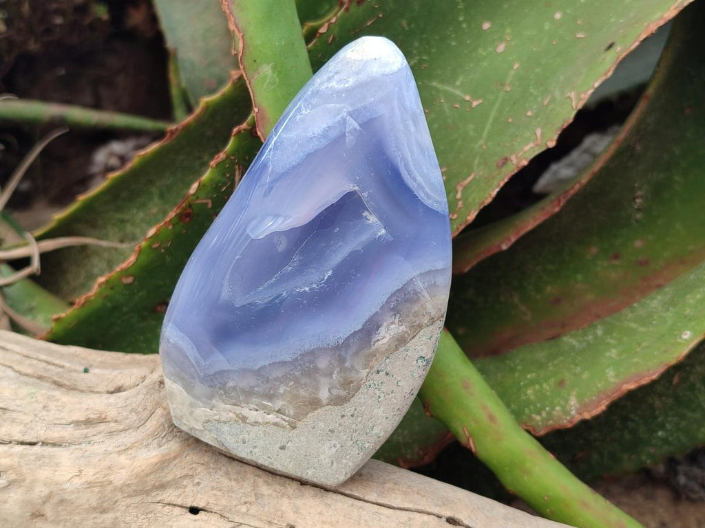 Polished Blue Lace Agate Standing Free Forms x 4 From Nsanje, Malawi