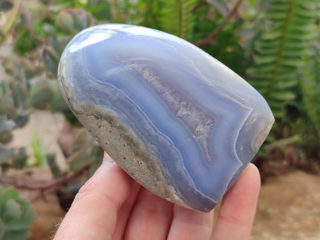 Polished Blue Lace Agate Standing Free Forms x 4 From Nsanje, Malawi