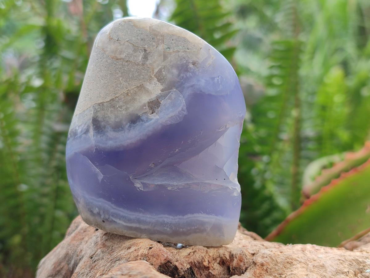 Polished Blue Lace Agate Standing Free Forms x 4 From Nsanje, Malawi