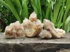 Natural Smokey Phantom Quartz Clusters x 3 From Luena, Congo