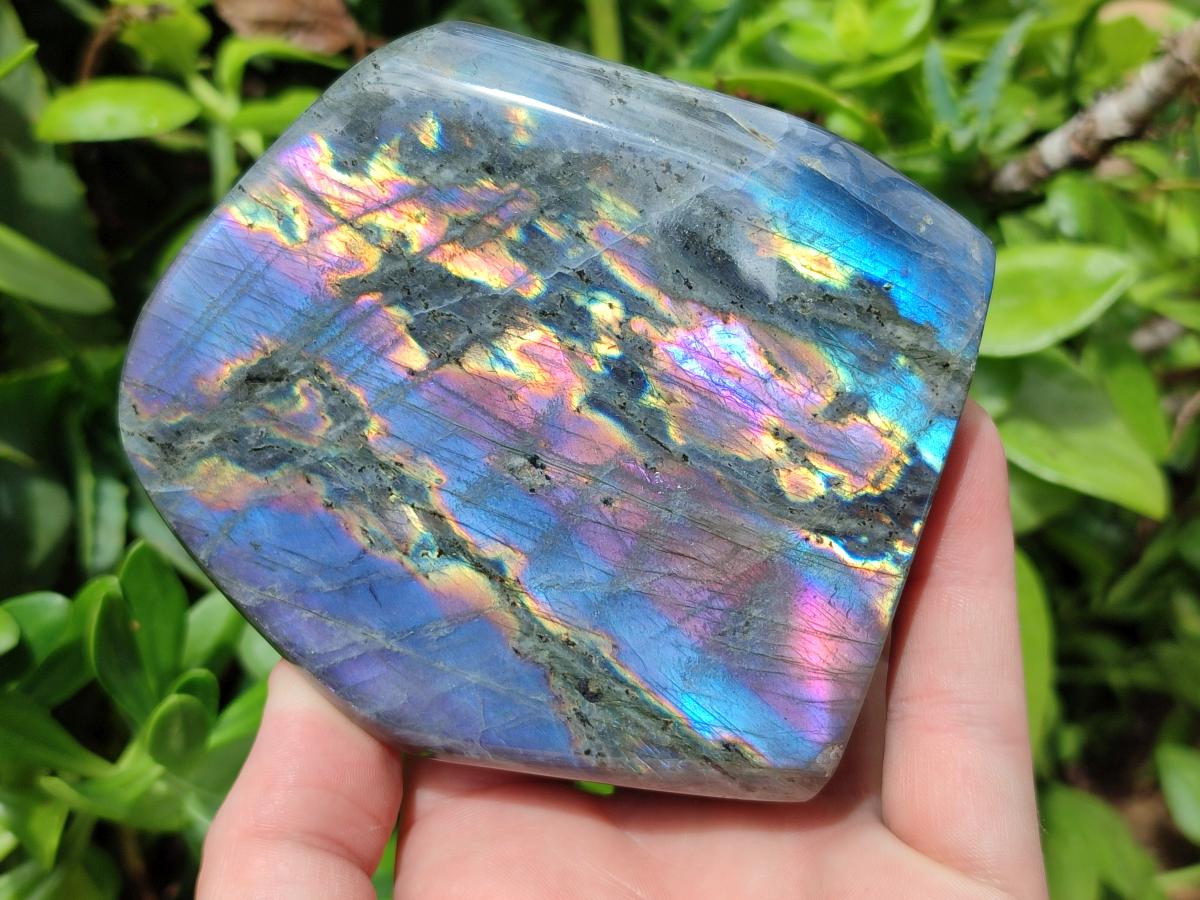 Polished Rare Purple Sunset Flash Labradorite Standing Free Forms x 2 From Madagascar