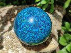 Hand Made Conglomerate Chrysocolla Spheres with Azurite And Malachite x 2 From Congo