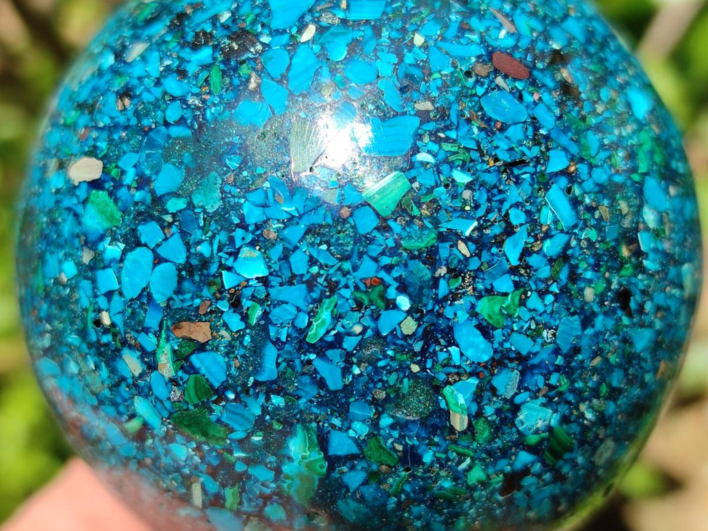 Hand Made Conglomerate Chrysocolla Spheres with Azurite And Malachite x 2 From Congo
